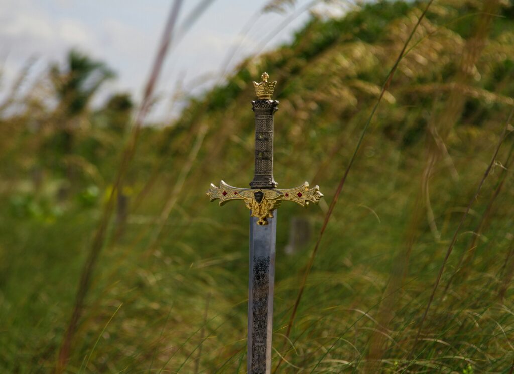 sword in a green field